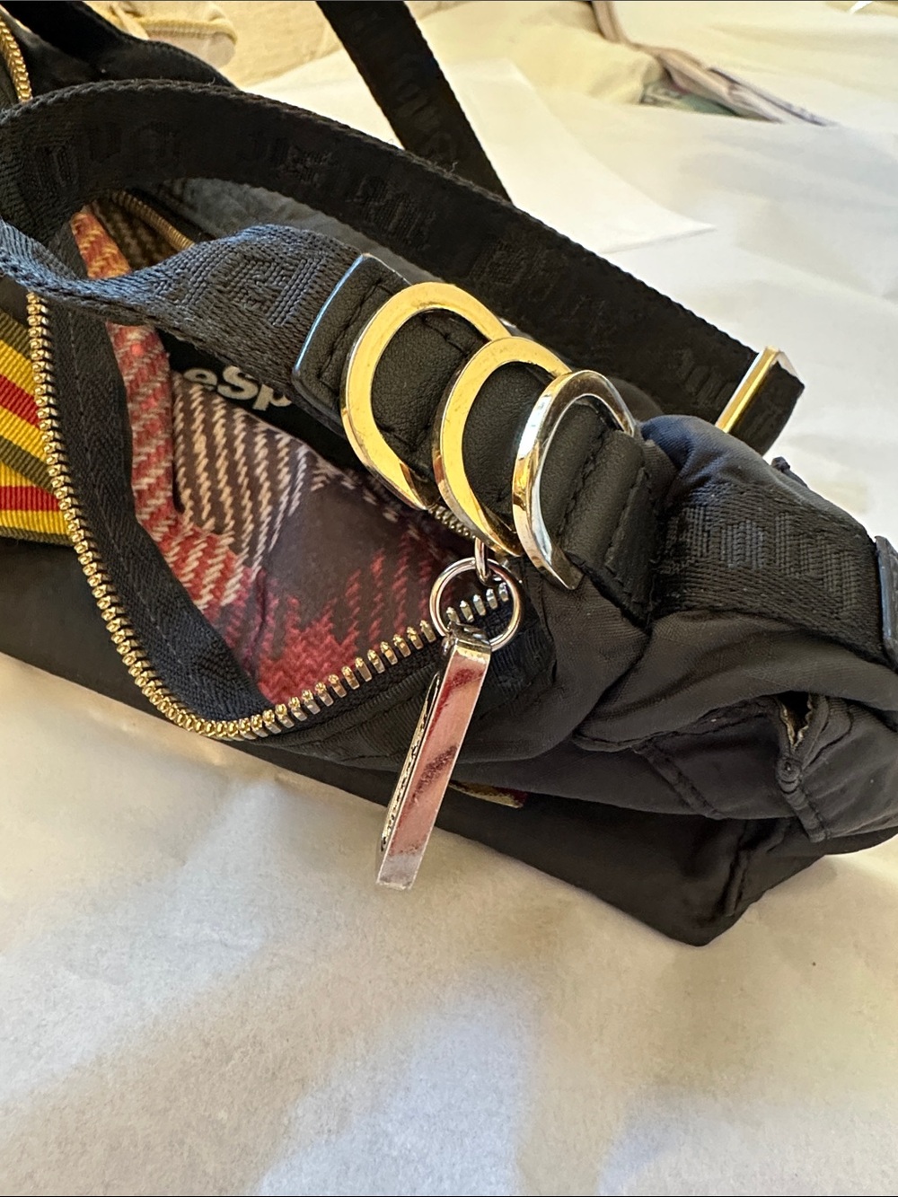L.A.M.B. Lesportsac Ribbon Detail BOW Black Handbag nylon shoulder Crossbody - Picture 8 of 8